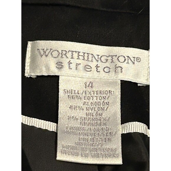 Worthington Women's Notch Lapel Blazer  Jacket Black Size 14 NWT White Stitching - Picture 4 of 16